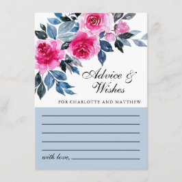 Tarjeta De Consejos Acuarela floral rosa Boda botánico