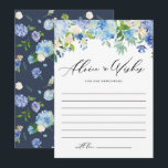 Tarjeta De Consejos Acuarela Hidrangea Azul Flores Boda Garland<br><div class="desc">Deje su consejo y buenos deseos para los recién casados con esta tarjeta de consejos y deseos del boda personalizable. Cuenta con una acuarela floral de flores y rosas azules y marfil hidrangea. Personalice agregando sus detalles. Esta tarjeta de boda floral es perfecta para bodas de primavera e invierno.</div>