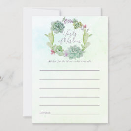 Tarjeta De Consejos Acuarela Suculenta Consejos de Mamá de Baby Shower