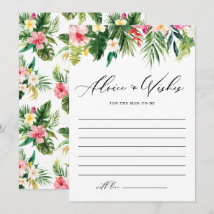 Tarjeta De Consejos Acuarela Tropical Para Mamá Baby Shower