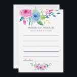 Tarjeta De Consejos Acuarela ultra violeta Floral Bridal Mom Advance<br><div class="desc">Rosas de acuarela pintados a mano ducha de novia palabras de sabiduría con color de ultra violeta del año 2018 con tonos azules y rosas.</div>
