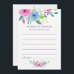 Tarjeta De Consejos Acuarela ultra violeta Floral Bridal Mom Advance<br><div class="desc">Rosas de acuarela pintados a mano ducha de novia palabras de sabiduría con color de ultra violeta del año 2018 con tonos azules y rosas.</div>