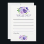 Tarjeta De Consejos Acuarela ultra violeta Floral Bridal Mom Advance<br><div class="desc">Acuarela floral ducha de novia palabras de sabiduría con color de ultra violeta del año 2018 con tonos compatibles de morado. Las flores incluyen hidrangea,  lavanda,  peonías y rosas.</div>