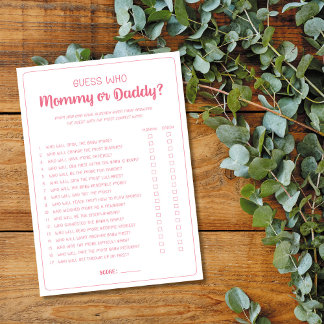 Tarjeta De Consejos Adivina a quién mamá o papi Chica de juegos Baby S