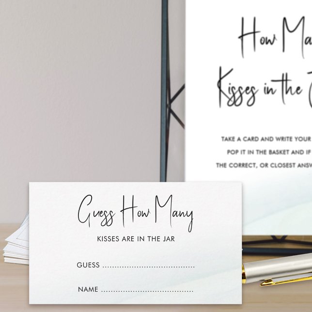 Tarjeta De Consejos Adivina cuántas cartas de juego de ducha de novia  (Bridal shower answer cards for Guess How Many game. Matching poster available printed or download)