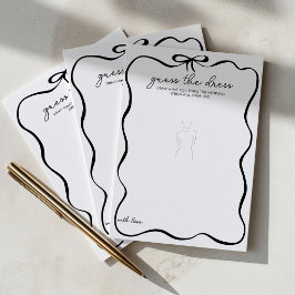 Tarjeta De Consejos Adivina el vestido Black Bow Bridal Shower