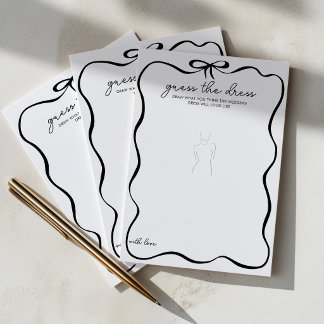 Tarjeta De Consejos Adivina el vestido Black Bow Bridal Shower