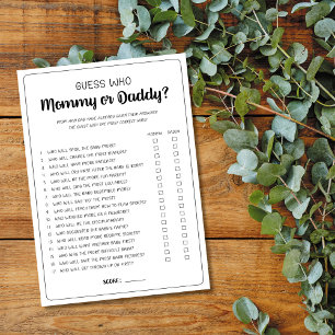 Tarjeta De Consejos Adivina quién es la partida de Baby Shower de mamá