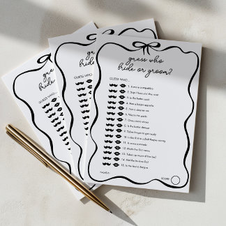 Tarjeta De Consejos Adivina Quién Juego de Despedida de Soltera con La