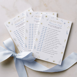 Tarjeta De Consejos Adivina Quién Juego de Shower de Bebé Flor Silvest