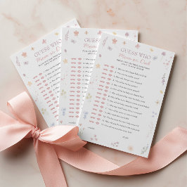 Tarjeta De Consejos Adivina Quién Juego de Shower de Bebé Flores Paste