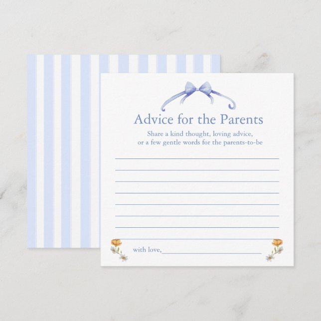 Tarjeta De Consejos advice for the parents (Anverso / Reverso)