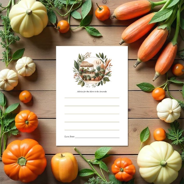Tarjeta De Consejos Agricultores Rústicos Comercian Baby Shower (Rustic Farmers Market Baby Shower Advice Card)