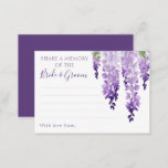 Tarjeta De Consejos Agua Wisteria Boda Floral Purple Lilac<br><div class="desc">Las Tarjetas de Consejos de Boda Floral de color Agua Wisteria Púrpura Lilac Floral cuentan con elegantes flores de glicinia en suave lavanda y morado con hojas verdes sobre un fondo blanco, con espacio para que sus invitados agreguen su especial "Comparte una memoria de la novia y el Groom". Perfecto...</div>