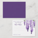 Tarjeta De Consejos Agua Wisteria Boda Floral Purple Lilac<br><div class="desc">Las Tarjetas de Consejos de Bodas Florales de Agua Wisteria Purple Lilac Floral cuentan con elegantes flores de glicinia en lavanda suave y violeta con hojas verdes sobre un fondo blanco, con espacio para que sus invitados agreguen sus "Consejos y deseos para el nuevo Sr. y Sra.". Perfecto para boda,...</div>