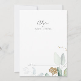 Tarjeta De Consejos Airy Greenery y Gold Leaf Boda