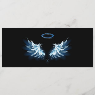 Tarjeta De Consejos Alas del Ángel Azul brillante sobre fondo negro