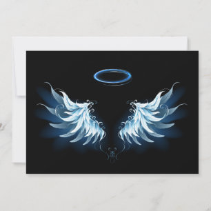 Tarjeta De Consejos Alas del Ángel Azul brillante sobre fondo negro