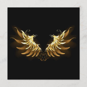 Tarjeta De Consejos Alas del Ángel de Oro sobre fondo negro