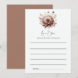 Tarjeta De Consejos Amor en Flor Moca Mousse Novia Floral a Punto de C