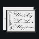 Tarjeta De Consejos Amor y Felicidad Consejos clave Boda Pareja<br><div class="desc">Tarjeta de consejo boda para la pareja feliz. La clave para el amor y la felicidad por un lado y por favor comparta su consejo clave para la pareja feliz por la espalda. Diseño clásico de estilo blanco y negro. Cuenta con una antigua llave vintage con un corazón. La parte...</div>