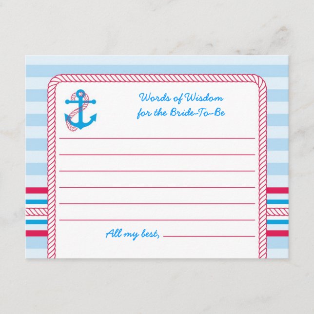 Tarjeta De Consejos Anchor Nautical Bridal Advisory Card (Anverso)