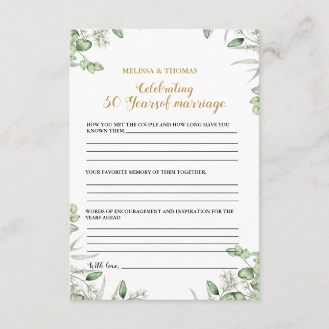 Tarjeta De Consejos Aniversario moderno 50 juego de fiesta de boda (Anverso)