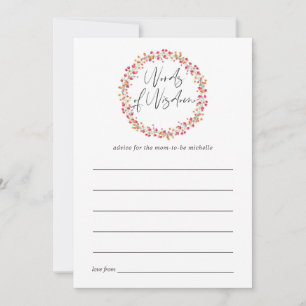 Tarjeta De Consejos Aquarelle Wild Flower Baby Shower Mom Advice