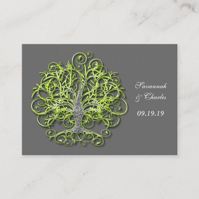 Tarjeta De Consejos Árbol de Boda Rústico Lime Elegant