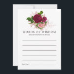 Tarjeta De Consejos Asesoramiento de Novias de Moda de Shabby-Vintage<br><div class="desc">rosas de moda de color rosa y burdeos,  consejos de novias para las futuras tarjetas de novias con acentos de oro rosa.</div>