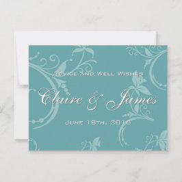 Tarjeta De Consejos Asesoramiento Verde azulado de Boda Floral Vintage