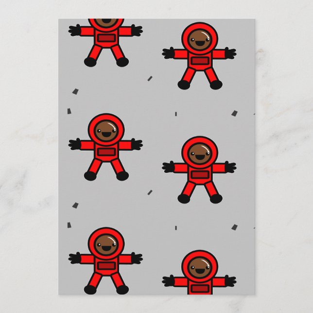 Tarjeta De Consejos Astronautas rojos sobre gris (Anverso)
