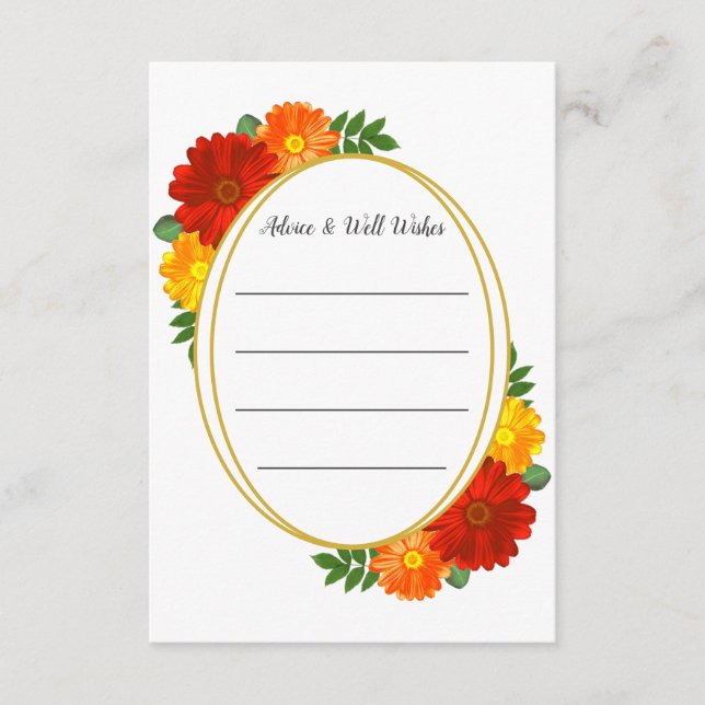 Tarjeta De Consejos Autumn Florals Bridal Shower (Anverso)
