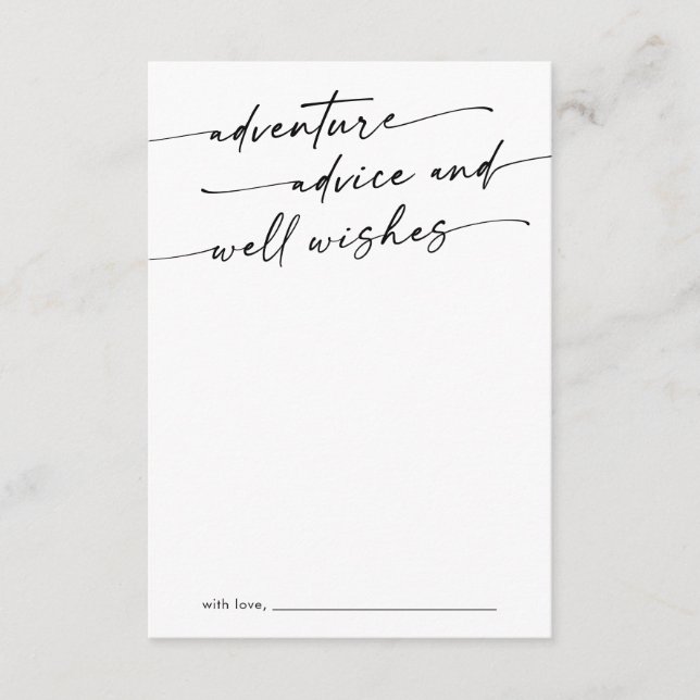 Tarjeta De Consejos Aventura de Boda Boho Chic Negra y Blanca (Anverso)