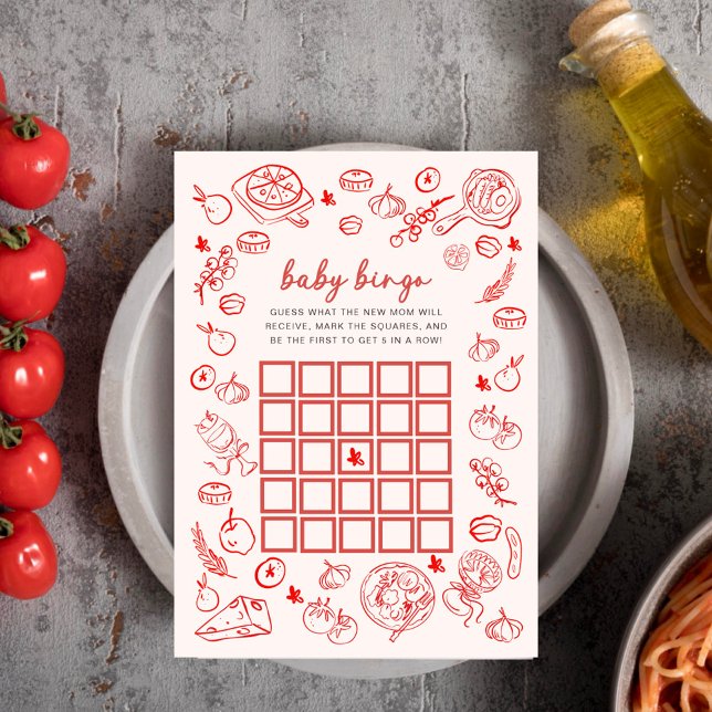 Tarjeta De Consejos Baby Bingo | Mamma Mia Italian Baby Shower Game (Subido por el creador)