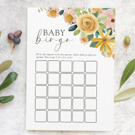 Tarjeta De Consejos Baby in Bloom Yellow Floral Bingo Game