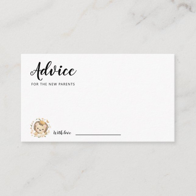 Tarjeta De Consejos Baby Lion King Baby Boy Shower (Anverso)