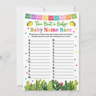 Tarjeta De Consejos Baby Name Race Game Taco Baby Shower