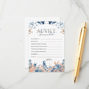 Tarjeta De Consejos Baby Shower acuarela bajo el mar