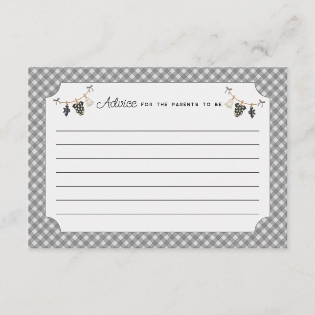 Tarjeta De Consejos Baby Shower clásico de Gingham Little Boo Hallowee (Anverso)