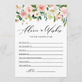 Tarjeta De Consejos Baby Shower de las flores de primavera de acuarela