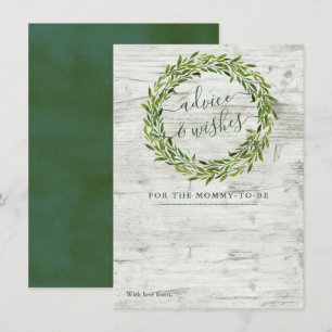 Tarjeta De Consejos Baby Shower de moda Laurel Wreath Greenery