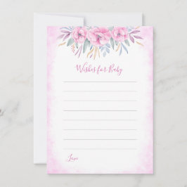 Tarjeta De Consejos Baby Shower Desea que las flores rosadas del bebé
