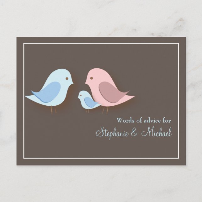 Tarjeta De Consejos Baby Shower Words of Advice Card Lovebird Family (Anverso)