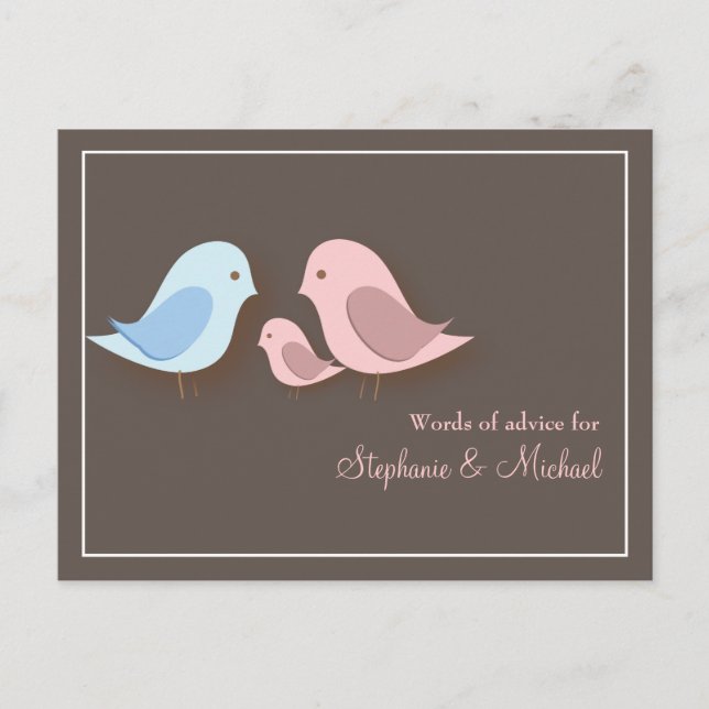Tarjeta De Consejos Baby Shower Words of Advice Card Lovebird Family (Anverso)