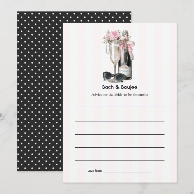 Tarjeta De Consejos Bach & Boujee Chic Despedida de Soltera (Anverso / Reverso)