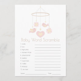 Tarjeta De Consejos Bird Mobile Nesting Party Baby Word Scramble