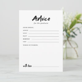 Tarjeta De Consejos Black & White Modern Script Photo Graduation