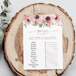 Tarjeta De Consejos Blooming in Love Baby Shower Price Is Right Game