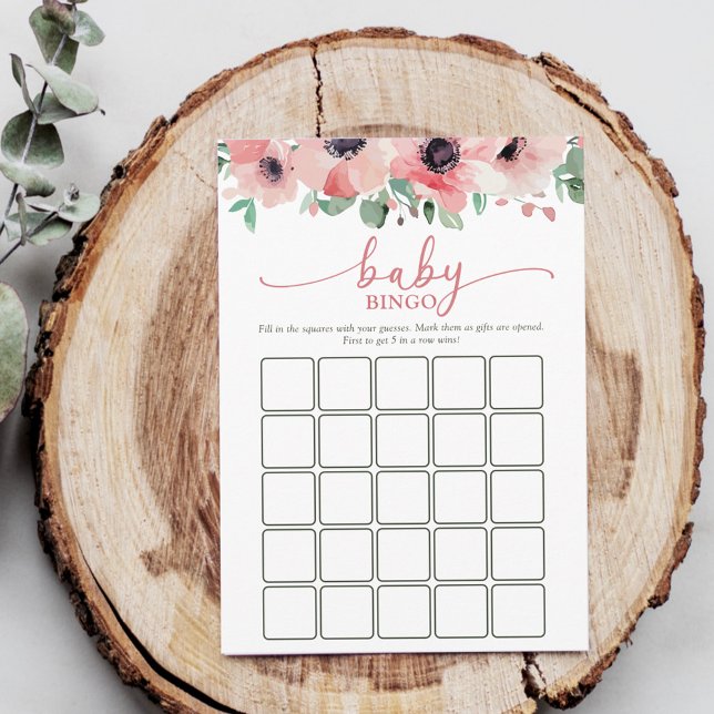 Tarjeta De Consejos Blooming in Love Pink Baby Shower Baby Bingo Game (Subido por el creador)